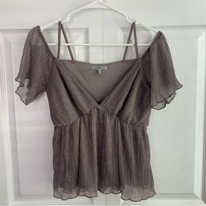 Silver/Grey Metallic Shimmer Top